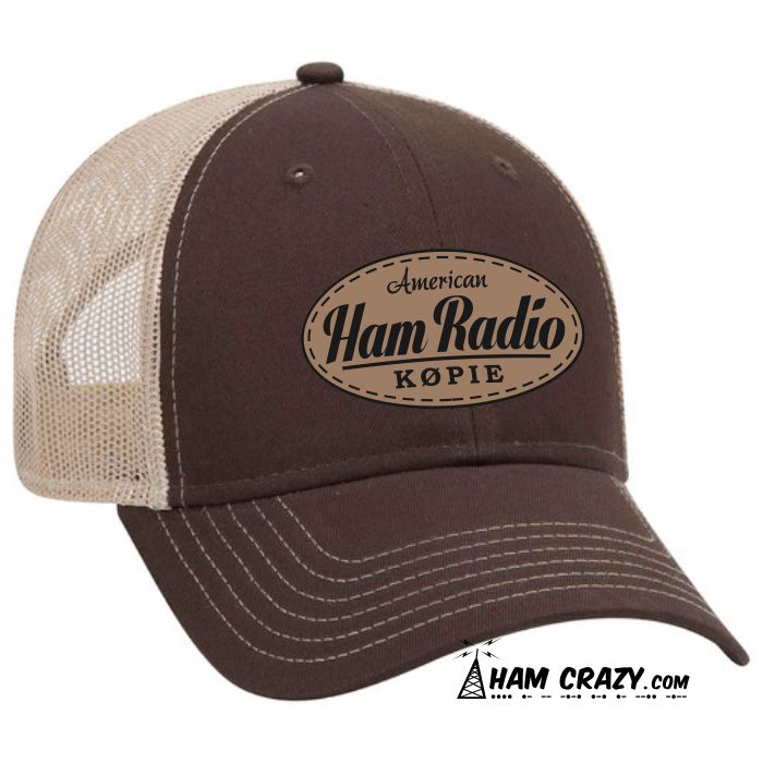 American Ham Radio Leather-look Oval Patch Hat with Callsign